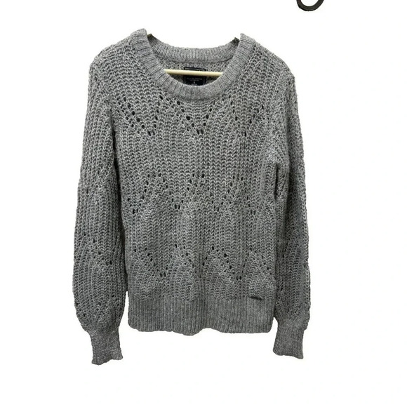 Abercrombie & FitchWomens Sweater S Gray Wool Alpaca Blend Open Knit Chunky - Picture 1 of 10